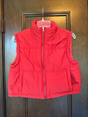 Thread & Supply Cropped Red Quilted Puffer Vest